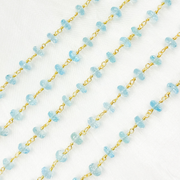 Sky Blue Topaz Gold Plated 925 Sterling Silver Wire Chain.